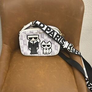 Karl Lagerfeld White and Black Crossbody Bag